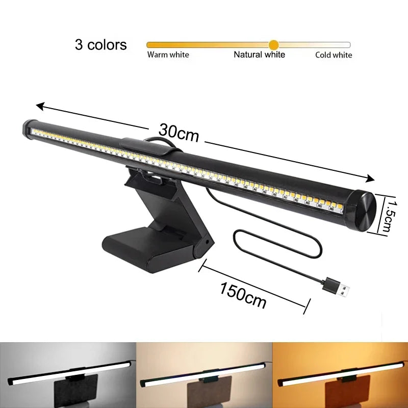 Computer Monitor Screen Light Bar LED Desk Lamp Monitor Light Bar Eye-Care Stepless Dimming Lighting Table Lamp for Work Gaming