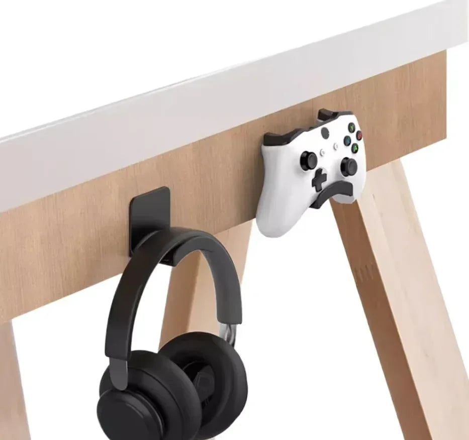 No Punch Headphone Hook Clip Holder Gaming Headset Stand PC Adjustable Headphone Bracket Desk Hanger with Cable Clips Universal