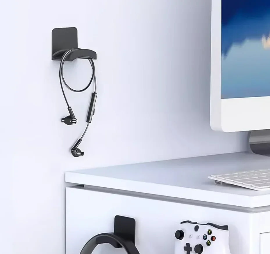 No Punch Headphone Hook Clip Holder Gaming Headset Stand PC Adjustable Headphone Bracket Desk Hanger with Cable Clips Universal