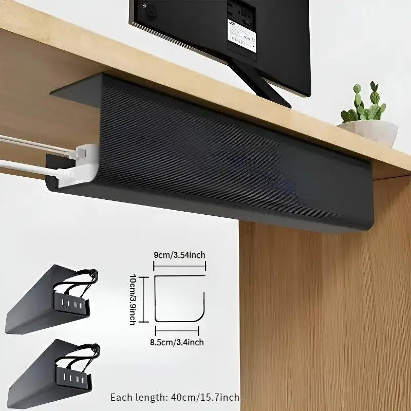 ♥Under Desk Cable Tray - Durable Metal Wire Hider for Power Strips & Computer Cables|〔Yy33〕