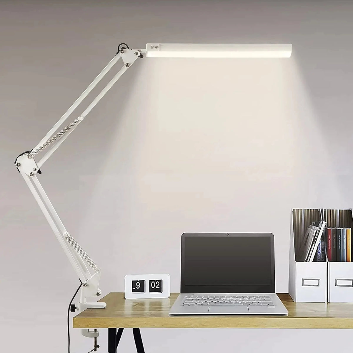 Home Folding Metal LED Desk Lamp 3 Colors Adjustable Eye Protection Clip on Desk Light for Living Room Reading Working Computers