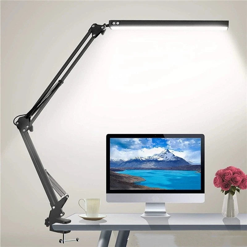 Home Folding Metal LED Desk Lamp 3 Colors Adjustable Eye Protection Clip on Desk Light for Living Room Reading Working Computers