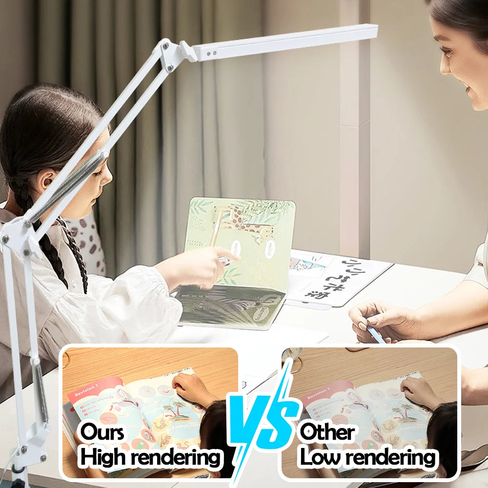 Home Folding Metal LED Desk Lamp 3 Colors Adjustable Eye Protection Clip on Desk Light for Living Room Reading Working Computers