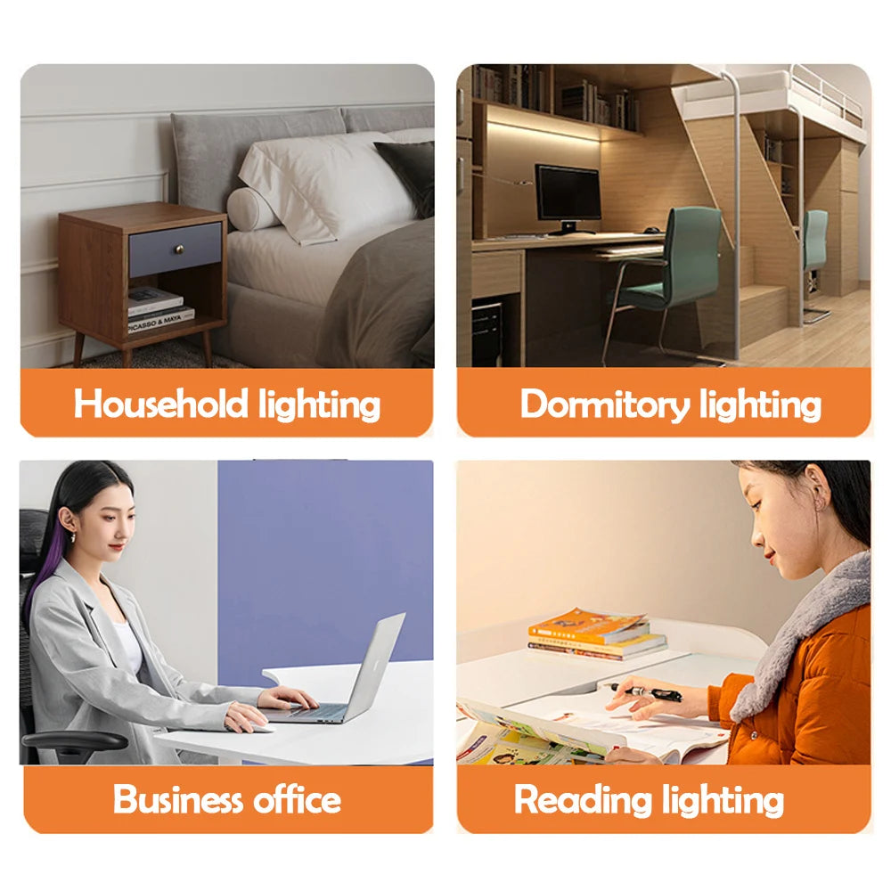 Home Folding Metal LED Desk Lamp 3 Colors Adjustable Eye Protection Clip on Desk Light for Living Room Reading Working Computers
