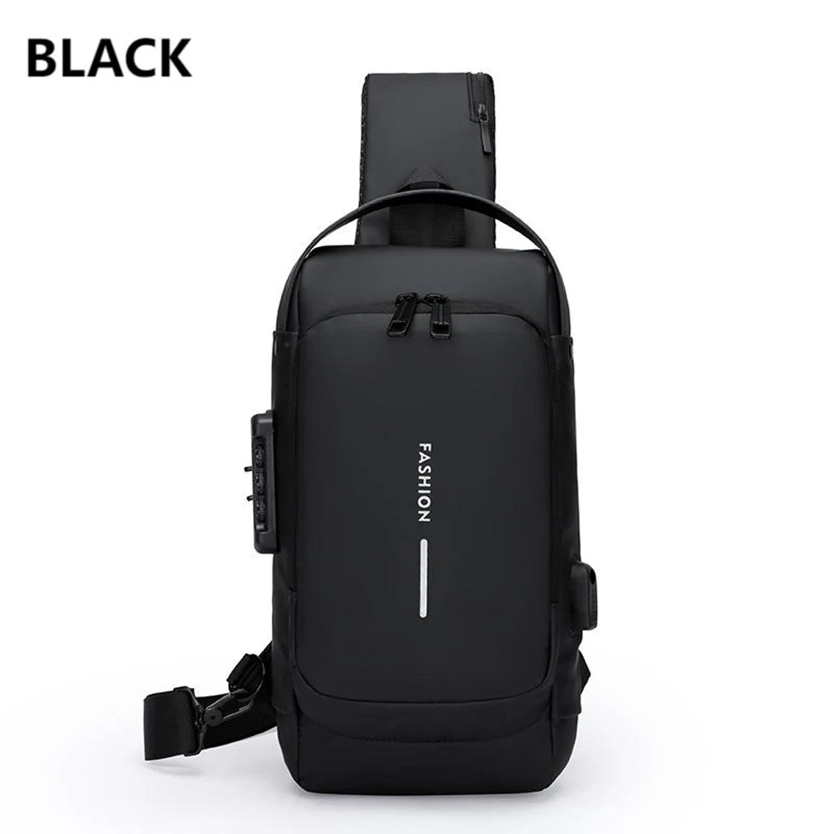 Men'S Anti-Theft Password Lock Chest Bag Multifunctional Waterproof Adjustable Shoulder Strap USB Charging Casual Crossbody Bag