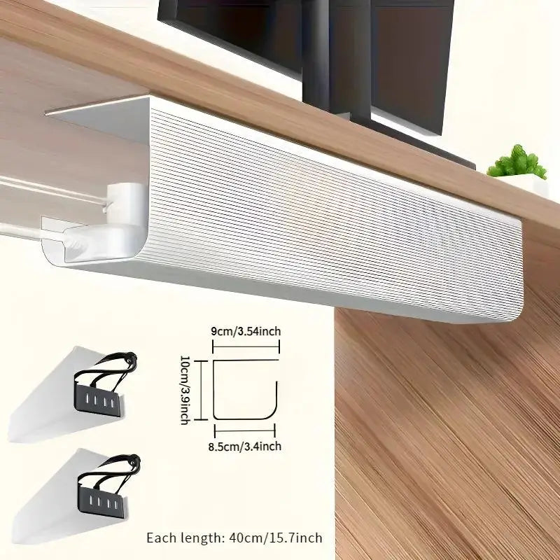 ♥Under Desk Cable Tray - Durable Metal Wire Hider for Power Strips & Computer Cables|〔Yy33〕