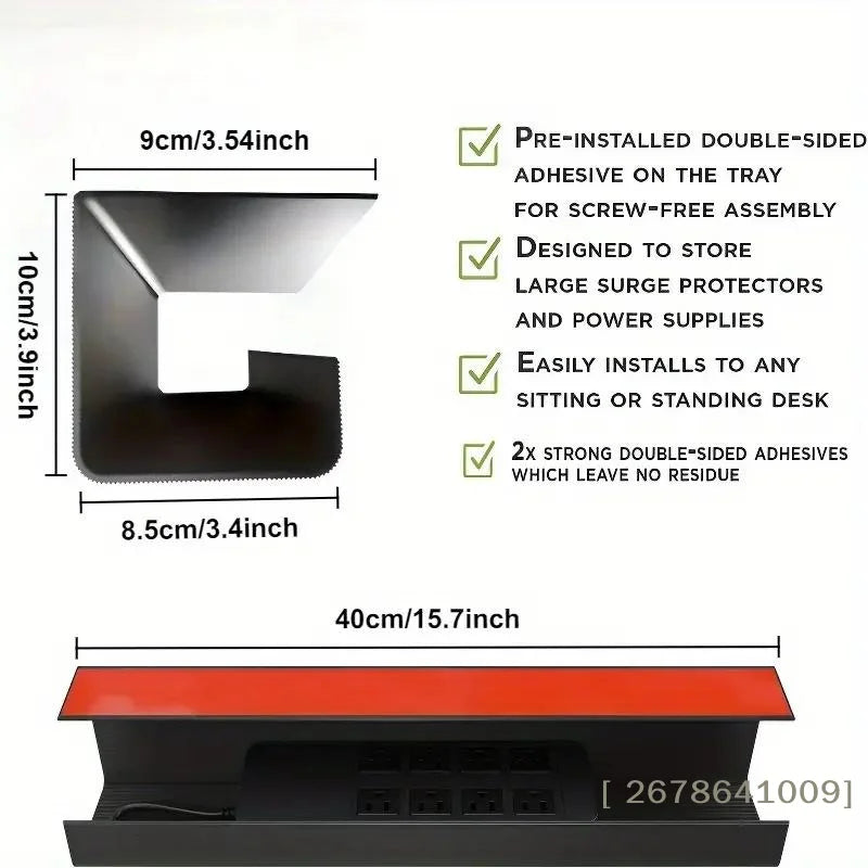 ♥Under Desk Cable Tray - Durable Metal Wire Hider for Power Strips & Computer Cables|〔Yy33〕