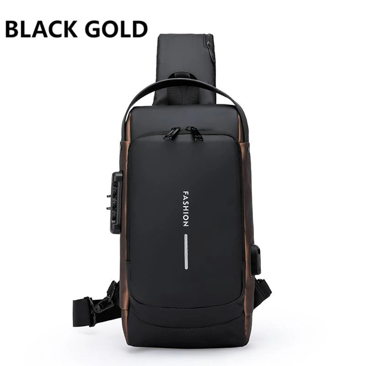 Men'S Anti-Theft Password Lock Chest Bag Multifunctional Waterproof Adjustable Shoulder Strap USB Charging Casual Crossbody Bag
